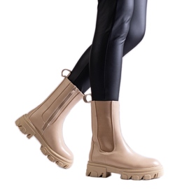 Bottines hautes beiges en cuir écologique Manera Bottines hautes beiges en cuir écologique Manera