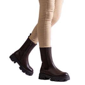 Bottines hautes marron en cuir écologique Manera brun Bottines hautes marron en cuir écologique Manera brun