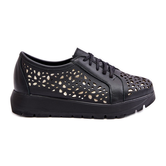 Zazoo 2973 Chaussures Plateformes en Cuir à Motif Ajouré, Noir le noir