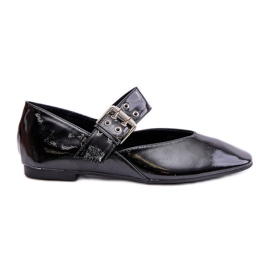 Ballerines en cuir verni à bride, Noir Azirae le noir
