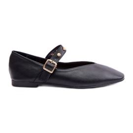 Ballerines En Cuir Écologique Avec Bride Noir Alcionora le noir