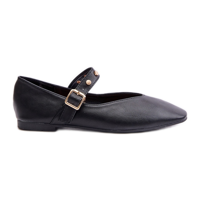 Ballerines En Cuir Écologique Avec Bride Noir Alcionora le noir