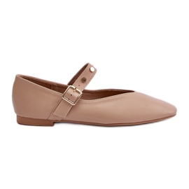 Ballerines En Cuir Écologique Avec Ceinture Beige Alcionora Ballerines En Cuir Écologique Avec Ceinture Beige Alcionora
