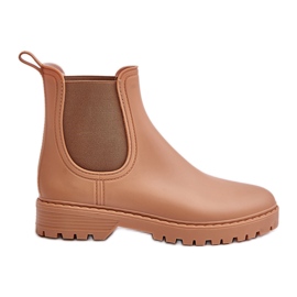 Bottes en caoutchouc pour femmes avec inserts élastiques, marron Ciariel beige