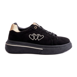 Baskets Plateforme Femme Avec Coeurs Noir Avirorae le noir