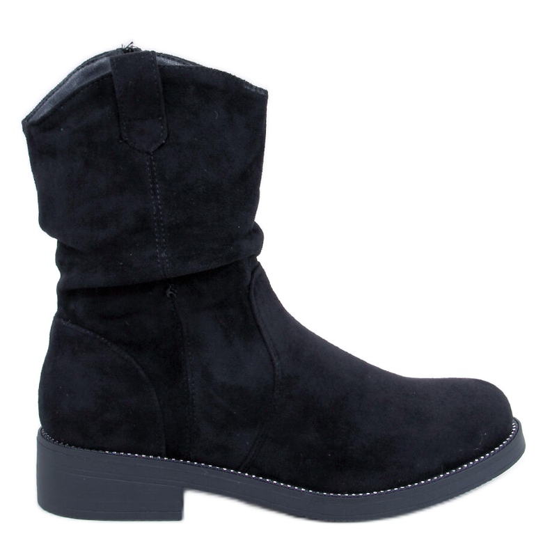 Vashtis Bottines plates en daim noir le noir