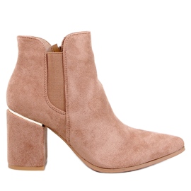 Bottines à talons et bout en amande Croix Kaki beige