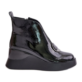 S.Barski Bottes compensées vernies isolées D&amp;A MR880-136 Noir