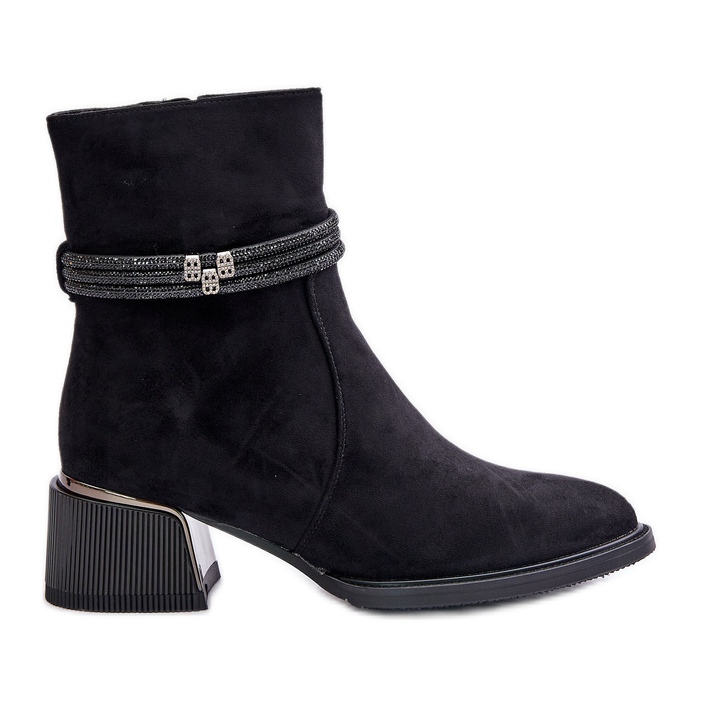S.Barski Bottes isolées pour femmes à talons bas avec sangles décoratives D&A MR880-027 Noir le noir S.Barski Bottes isolées pour femmes à talons bas avec sangles décoratives D&A MR880-027 Noir le noir