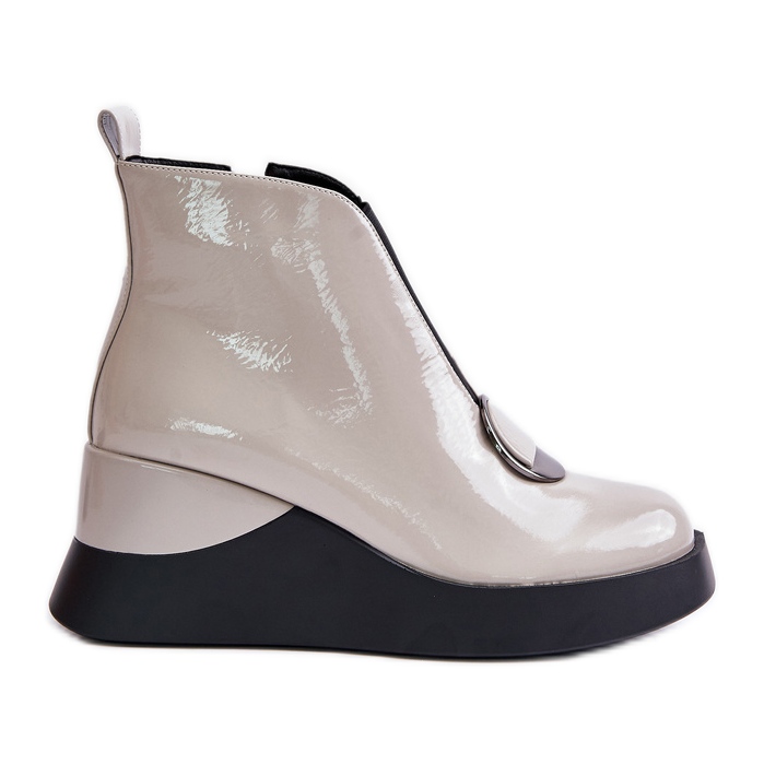 S.Barski Bottes compensées vernies isolées D&A MR880-136 gris clair S.Barski Bottes compensées vernies isolées D&A MR880-136 gris clair