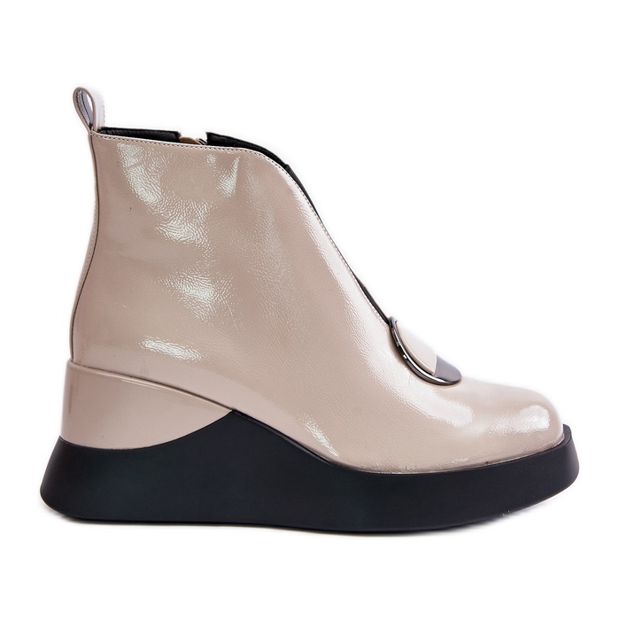 S.Barski Bottes compensées vernies isolées D&amp;A MR880-136 Beige