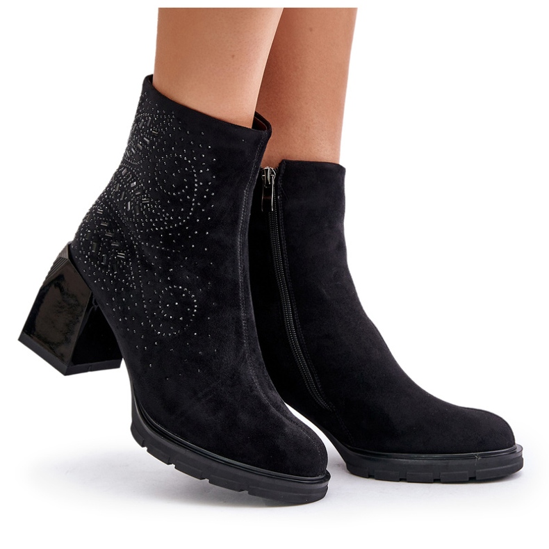 S.Barski Bottes isolées pour femmes à talon haut avec décoration D&amp;A MR880-130 Noir le noir