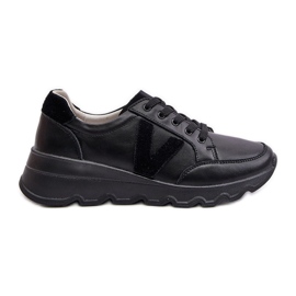 Vinceza 7918 Chaussures de sport en cuir pour femme Noir