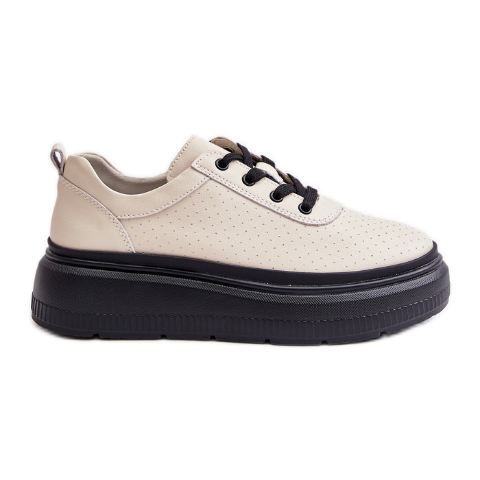 Chaussures de sport pour femmes sur plateforme, cuir naturel, beige 41470 Vinceza