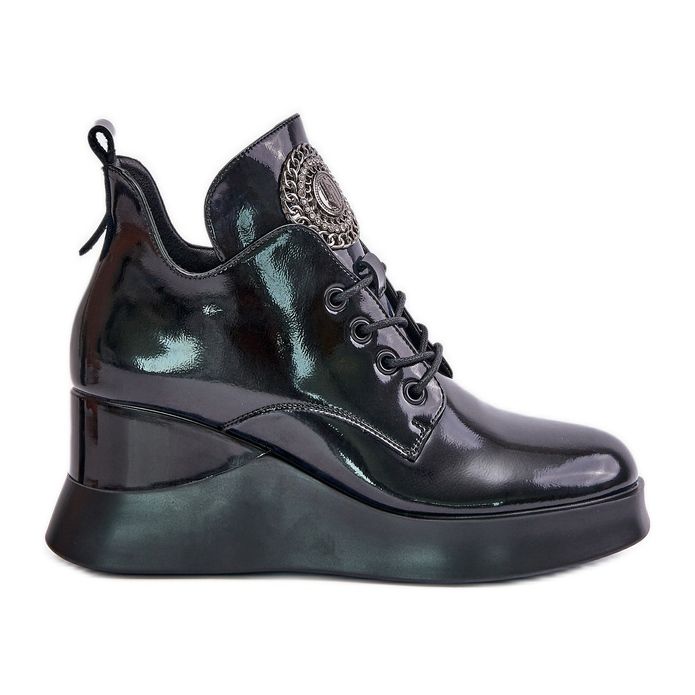 Bottes compensées vernies pour femmes isolées Vinceza 66706 noir le noir