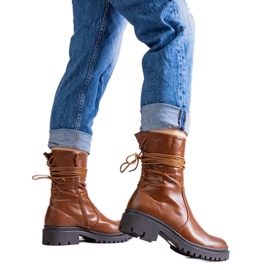 Bottines marron en cuir écologique Sahera brun