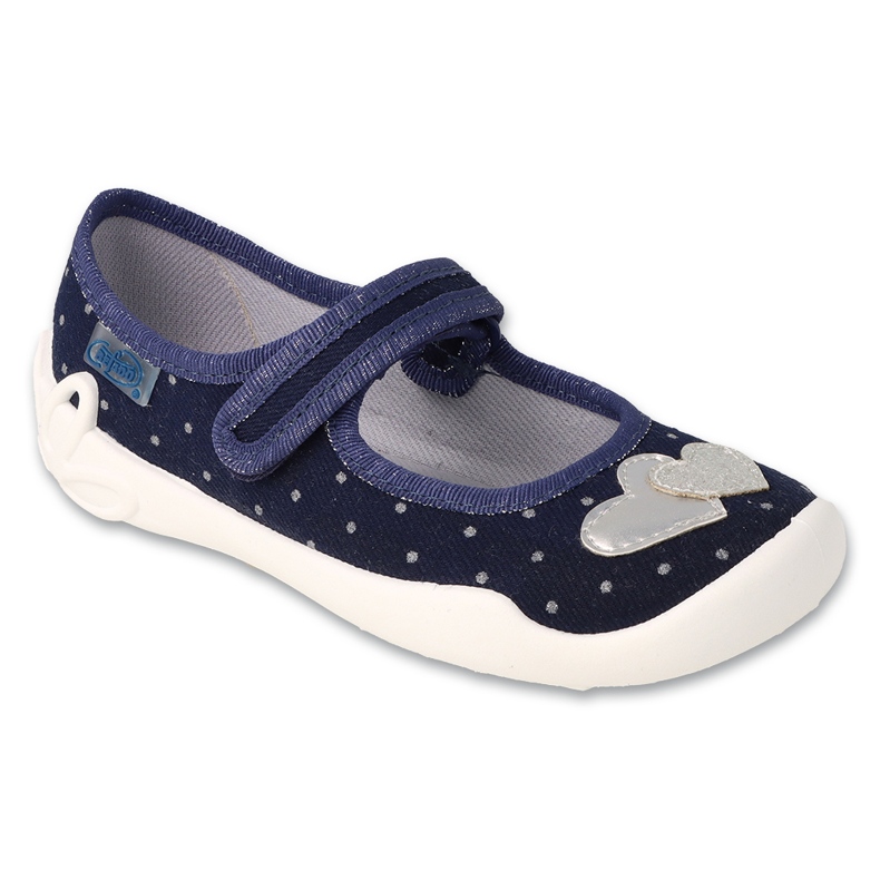 Chaussons enfant Befado avec velcro, application coeur, 114Y545, bleu marine