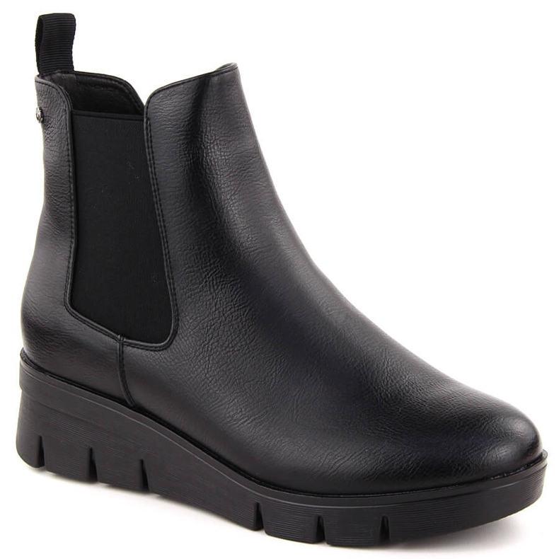 Bottines compensées pour femmes, noires Potocki 12433 le noir