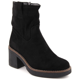 Bottines en daim pour femmes, noires, Potocki 51302 le noir