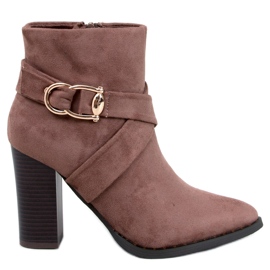 Janisa Bottines à talons hauts kaki brun