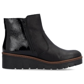Bottines confortables pour femmes noires vernies Rieker X9150-00