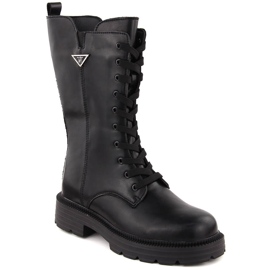 Bottes de travail pour femmes en cuir noir Filippo DBT6302 le noir
