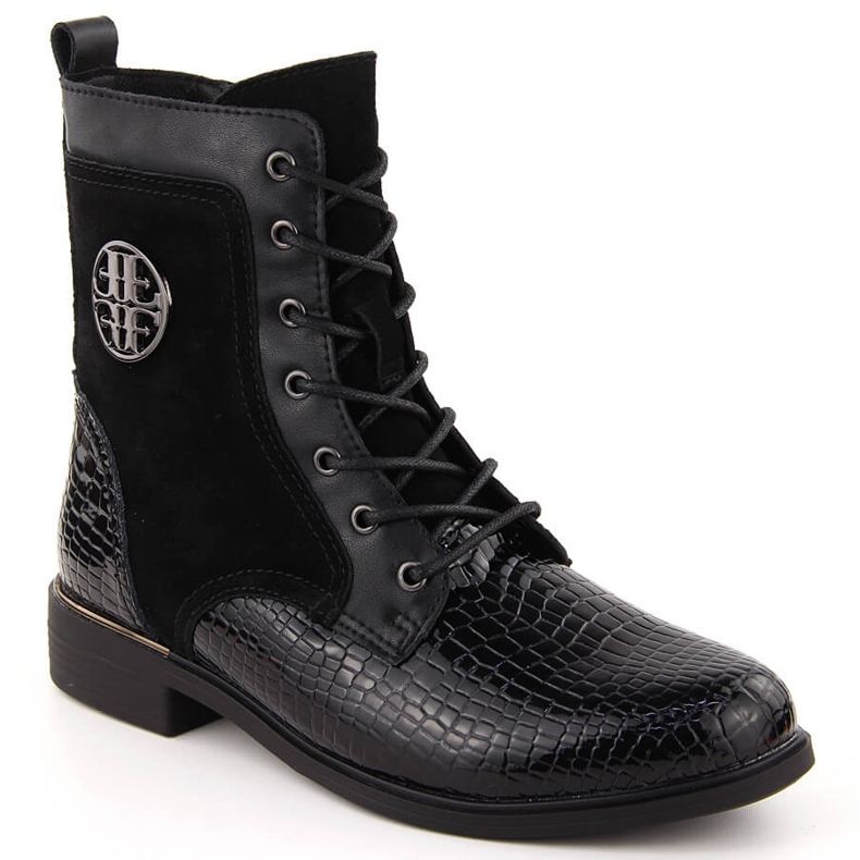 Bottines femme en cuir verni noir Filippo DBT4917 le noir