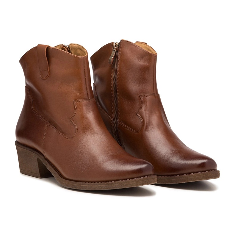 Santiags pour femmes en cuir camel Butdam KW-1 brun