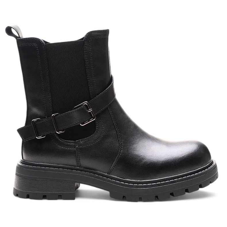 Bottines femme en cuir avec boucle, noir Sergio Leone TR719-S le noir Bottines femme en cuir avec boucle, noir Sergio Leone TR719-S le noir