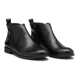 BUTDAM Bottes d'automne à talons plats en cuir noir Btz Aurora