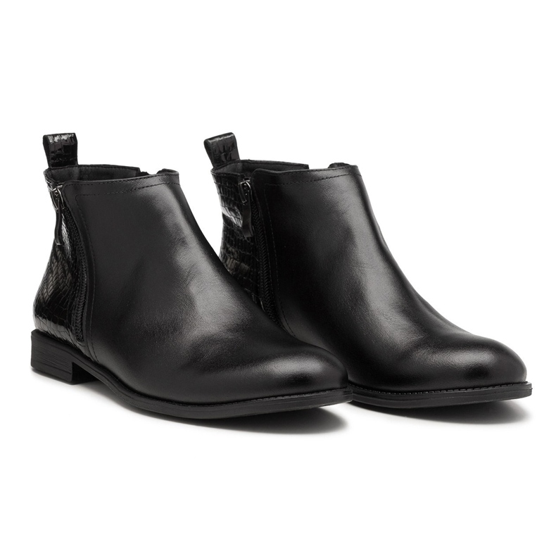 BUTDAM Bottes d'automne à talons plats en cuir noir Btz Aurora le noir