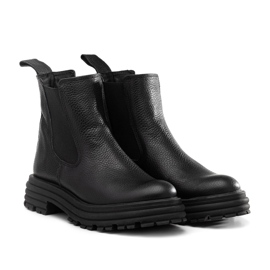 Bottines Chelsea à semelle épaisse, cuir Butdam Wos noir