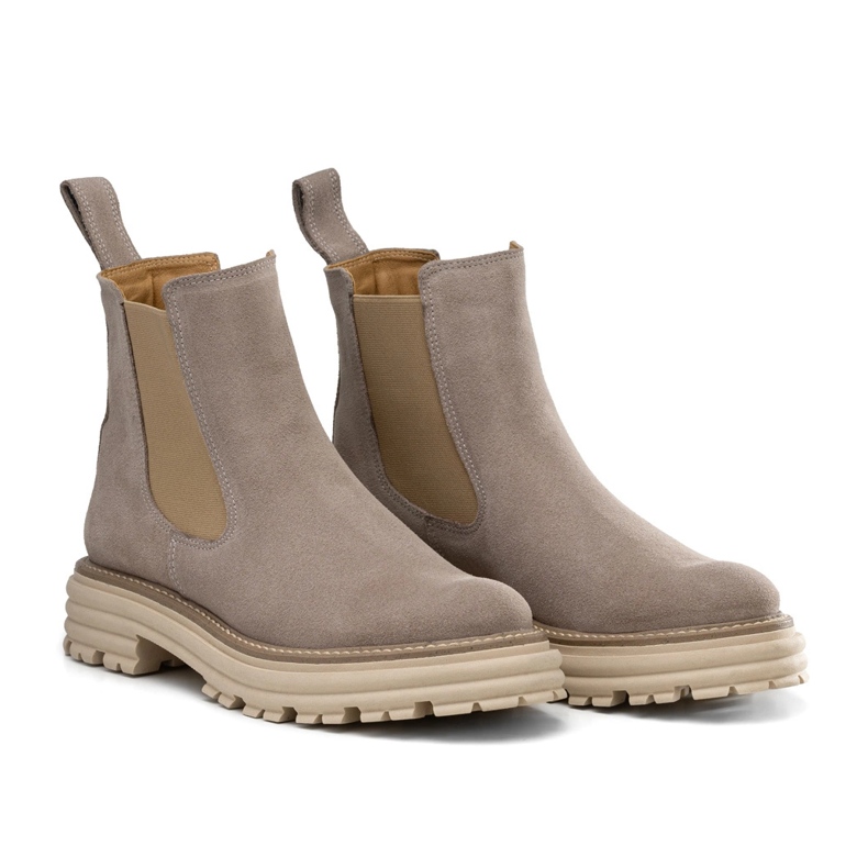 Bottines Chelsea à semelle épaisse, daim, beige Butdam Wos