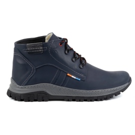 Olivier Chaussures d'hiver en cuir pour hommes 119GT, bleu marine