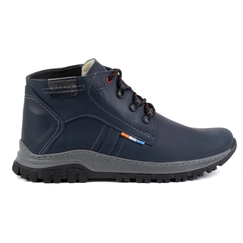 Olivier Chaussures d'hiver en cuir pour hommes 119GT, bleu marine