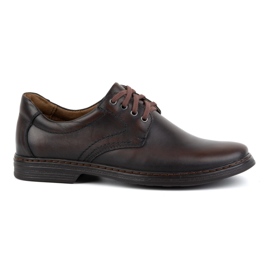 KOMODO Chaussures pour hommes en cuir naturel, à lacets 933KOM, marron foncé noir