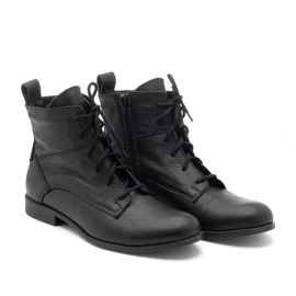 Bottines à lacets femme en cuir noir BUTDAM Trw