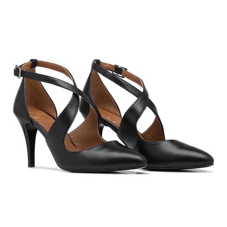 BUTDAM Escarpins de danse noirs Xena à bout pointu et brides le noir