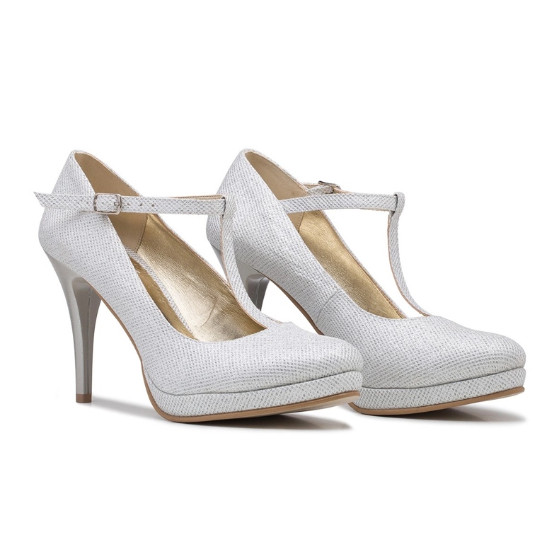 BUTDAM Mariola Chaussures de mariage à plateforme confortables avec lanières argentées