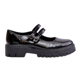 Chaussures vernies à brides pour femme, Noir Rialuna