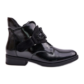 Bottes Femme Vernies Avec Décoration, Isolées S.Barski HY42-021 Noir