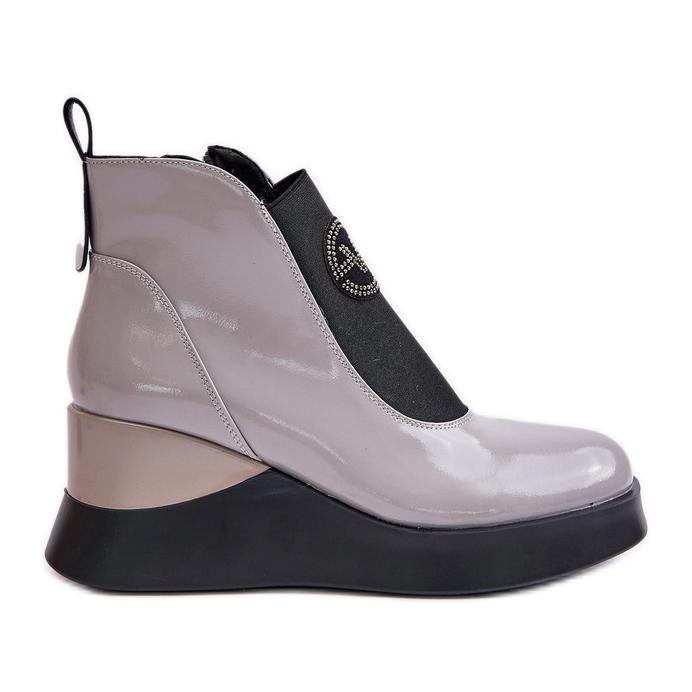 Bottes compensées vernies, isolées Vinceza 66703, gris Bottes compensées vernies, isolées Vinceza 66703, gris