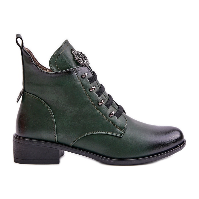 Jezzi Bottines basses isolées avec fermeture éclair et décoration, vert Nevalia
