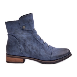 Jezzi Bottines plates isolées bleues Labise pour femmes
