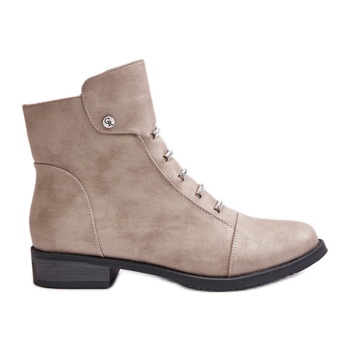 Jezzi Bottines plates isolées beiges Labise pour femmes