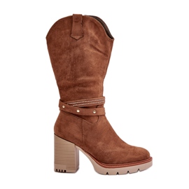 Jezzi Bottes Camel Chaudes À Talons Hauts Mi-mollet Pour Femme Ivanelis brun Jezzi Bottes Camel Chaudes À Talons Hauts Mi-mollet Pour Femme Ivanelis brun