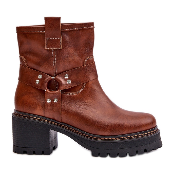 Bottes en cuir pour femmes avec fermeture éclair Lewski 3435 marron brun