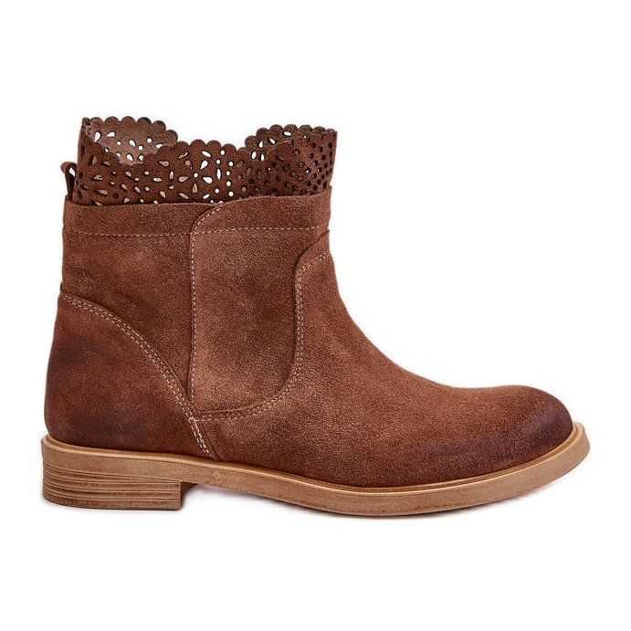 Bottines Plates Basses Femme Daim Lewski 3624 Marron brun