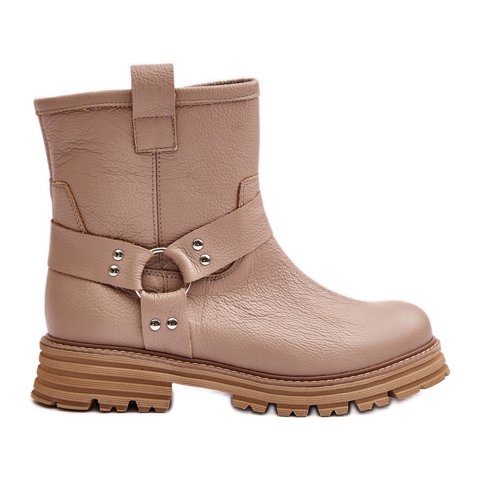 Bottines Plates Femme Cuir Lewski 3610 Beige