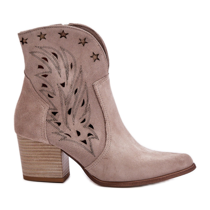 Santiags En Daim Ajouré Sur Talon Haut Lewski 3613 Cappucino beige Santiags En Daim Ajouré Sur Talon Haut Lewski 3613 Cappucino beige